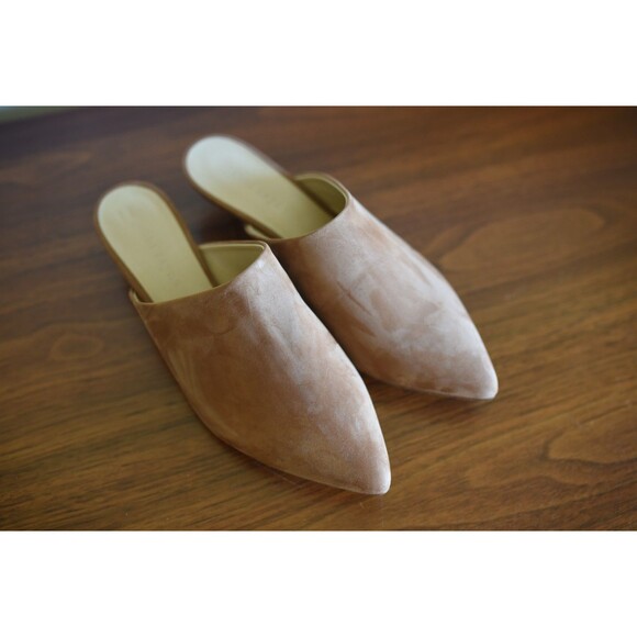 Jenni Kayne Kitten Heel Mules Oiled Suede Walnut 40 NWOB Tan beige - Picture 1 of 9